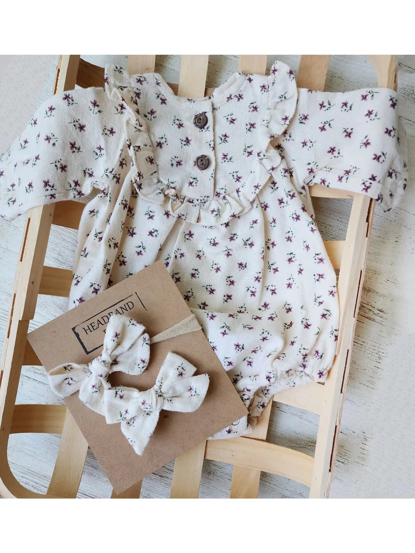 Baby Girl Soft Cotton Bubble Romper Ruffle | Claudia + Bow