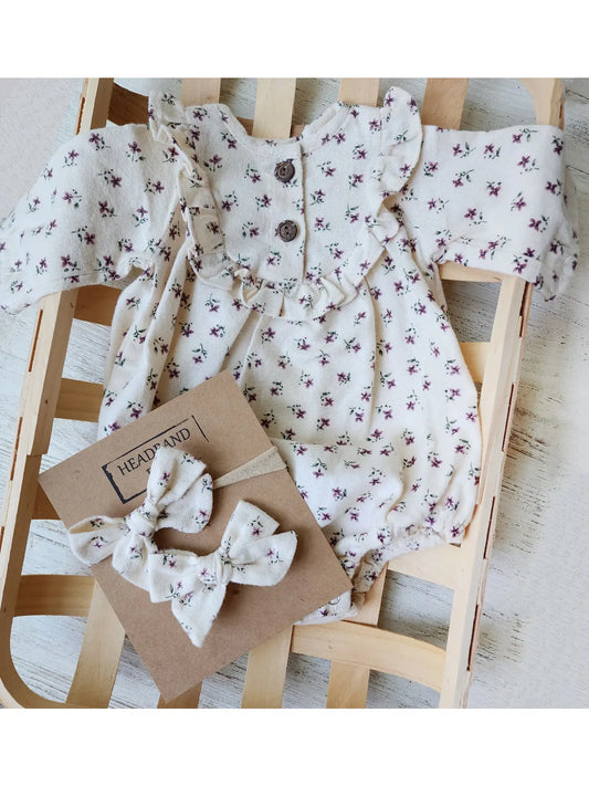 Baby Girl Soft Cotton Bubble Romper Ruffle | Claudia + Bow