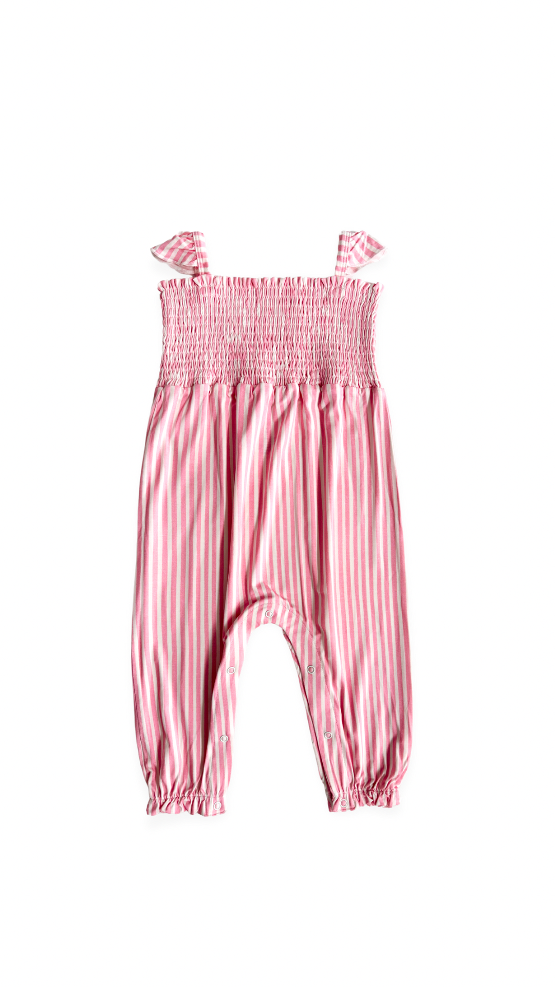 Pink Stripe Smocked Bubble Jumpsuit