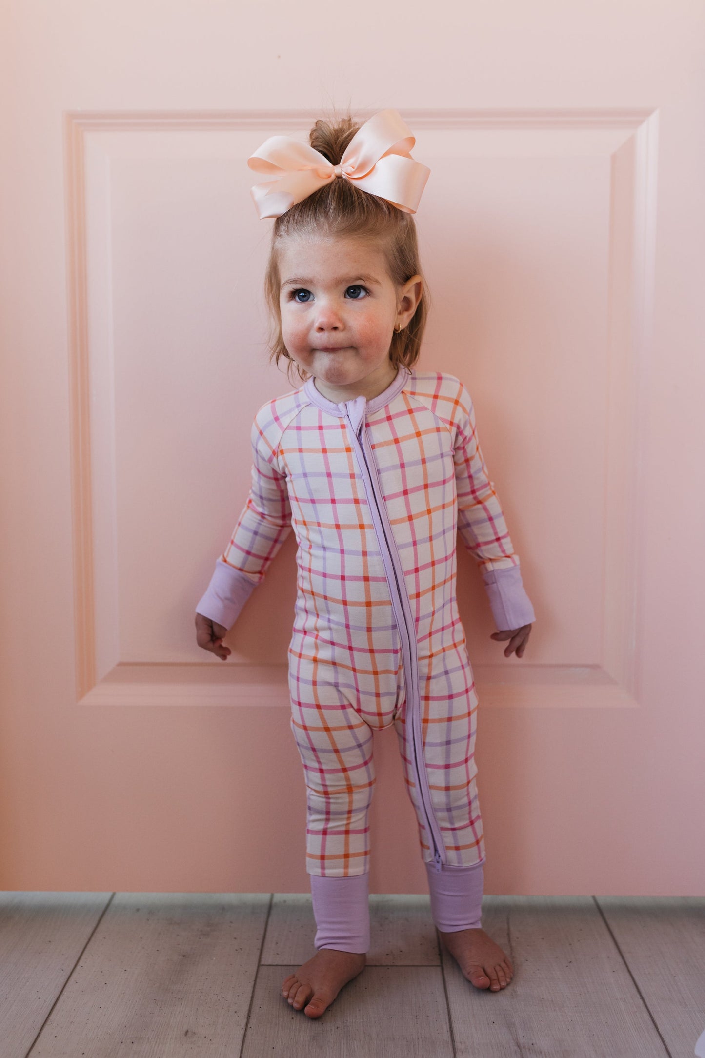 Candy Plaid Zipper Romper