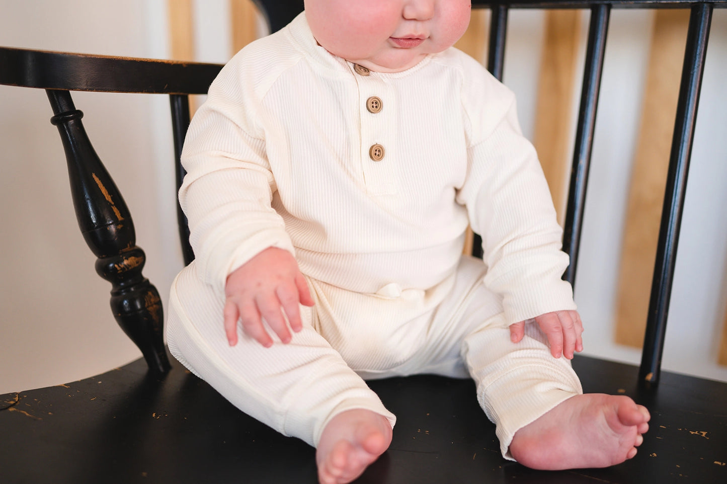 Long Sleeve Henley Shirt - Cream