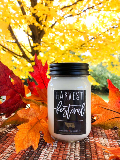Milkhouse Candle Company - 13 oz Mason Jar Fall Candle: Harvest Festival