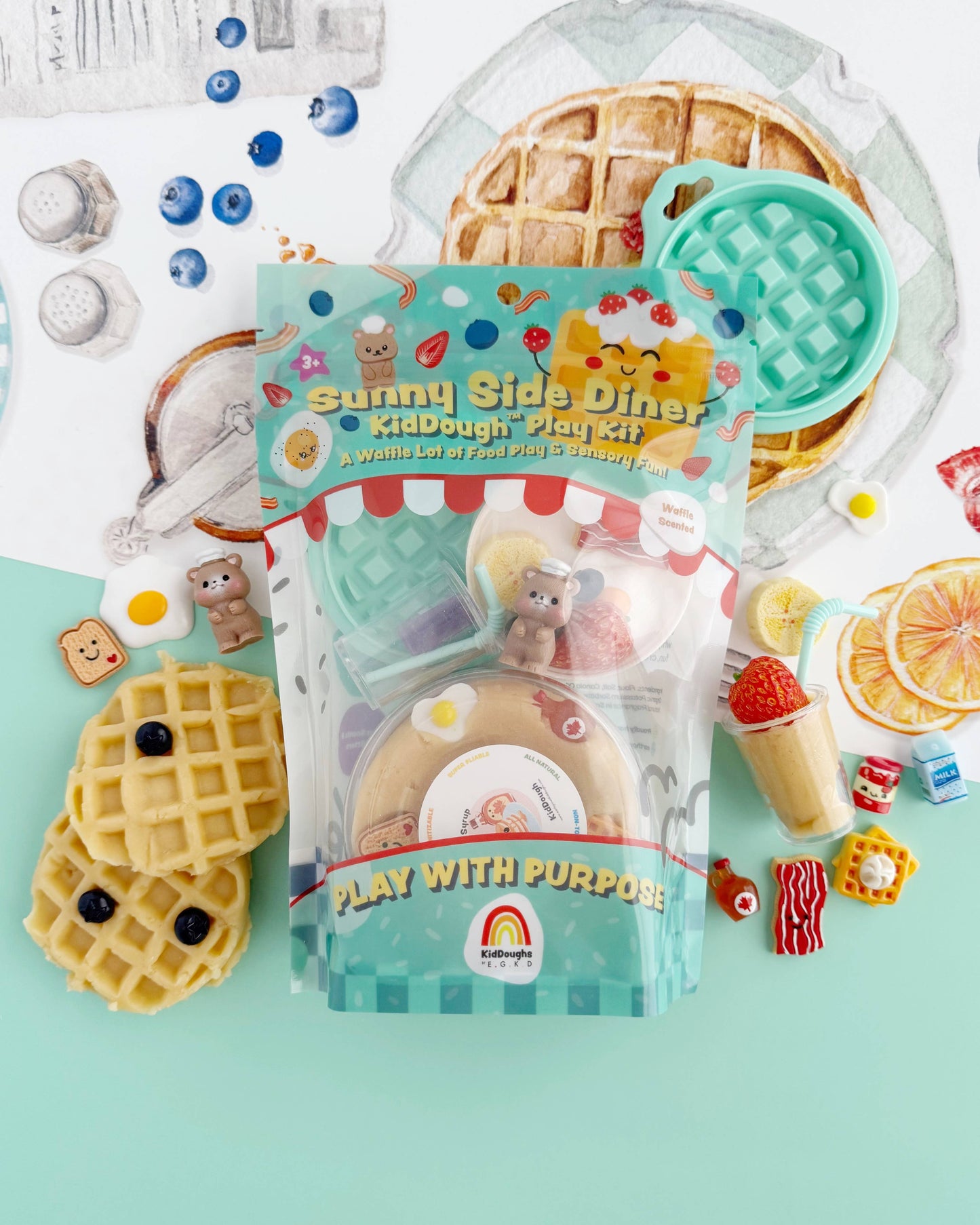 Earth Grown KidDoughs (KidDoughs by EGKD) - Sunny Side Diner KidDough Play Kit