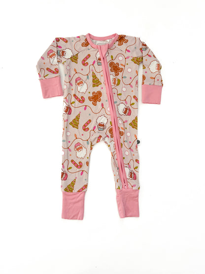 PINK CHRISTMAS | ZIP ROMPER