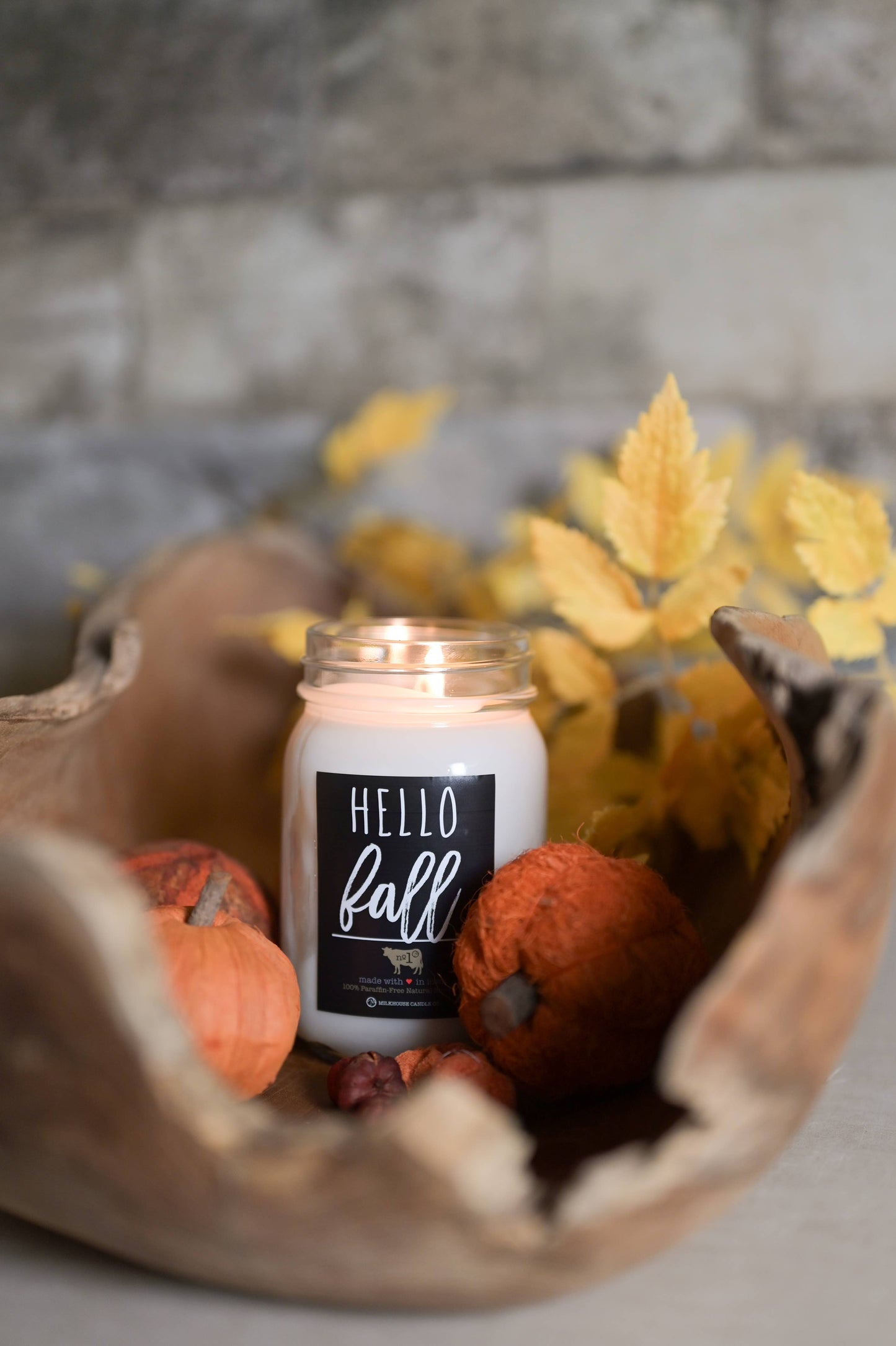 Milkhouse Candle Company - 13 oz Mason Jar Fall Candle: Hello Fall