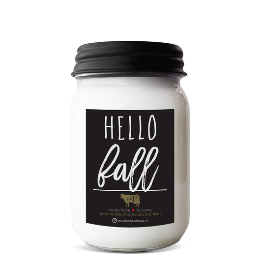 Milkhouse Candle Company - 13 oz Mason Jar Fall Candle: Hello Fall