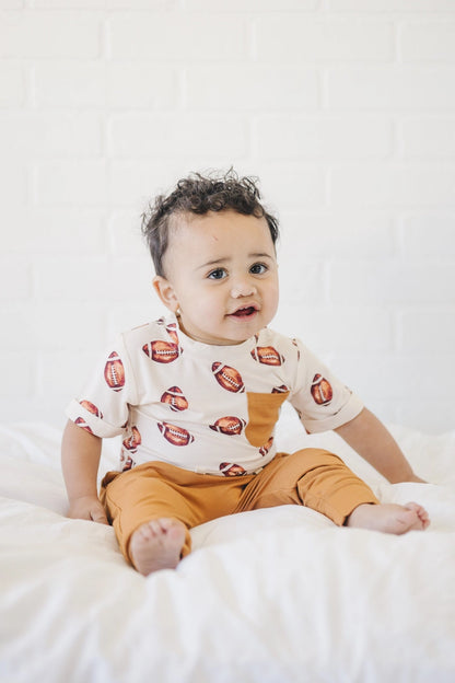 Football Print Bamboo Jogger Set - Shirt & Pants Boy Clothes