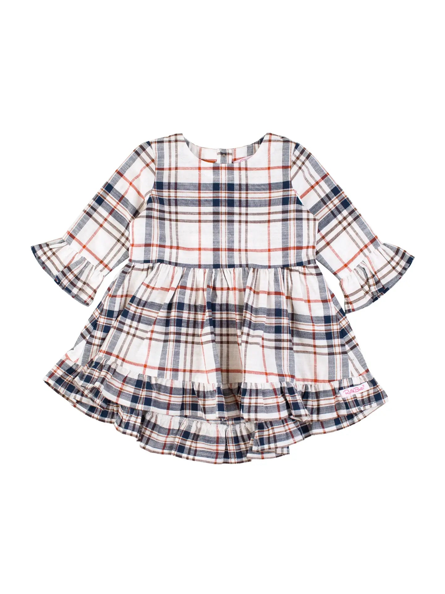 Girls Homegrown Harvest Plaid High Low Ruffle Tunic