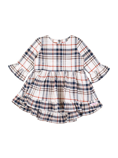 Girls Homegrown Harvest Plaid High Low Ruffle Tunic