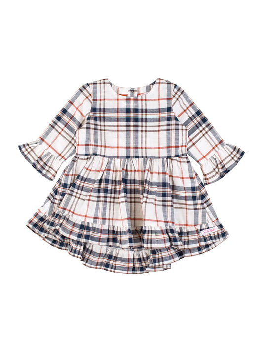 Girls Homegrown Harvest Plaid High Low Ruffle Tunic