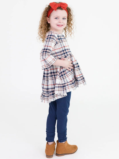Girls Homegrown Harvest Plaid High Low Ruffle Tunic