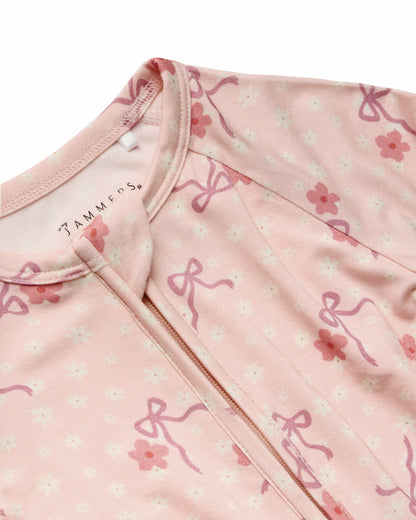 Ditsy Bow Zipper Romper