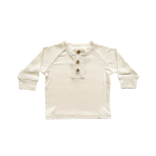 Long Sleeve Henley Shirt - Cream