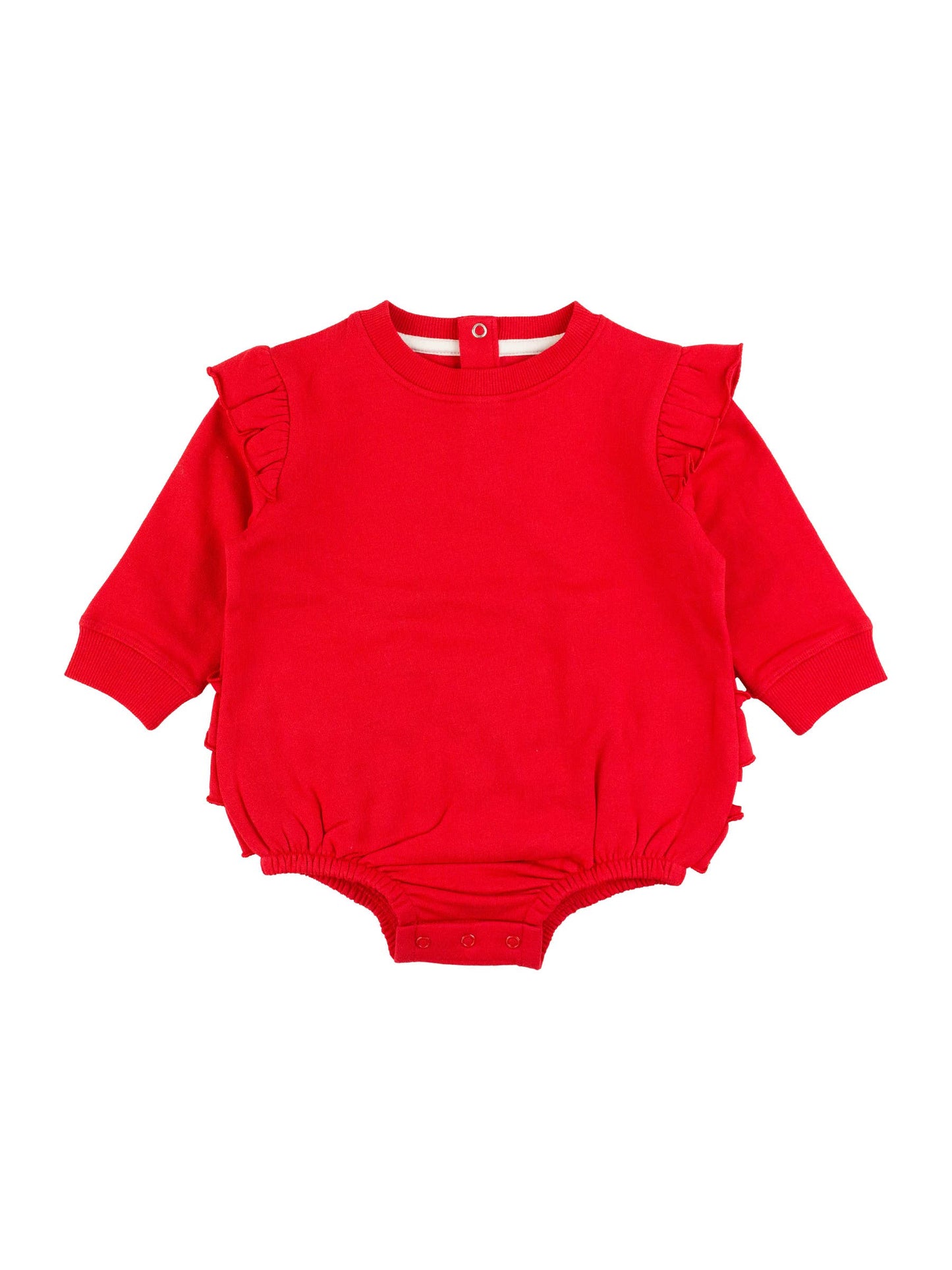 Baby Girls Red Sweatshirt Bubble Romper