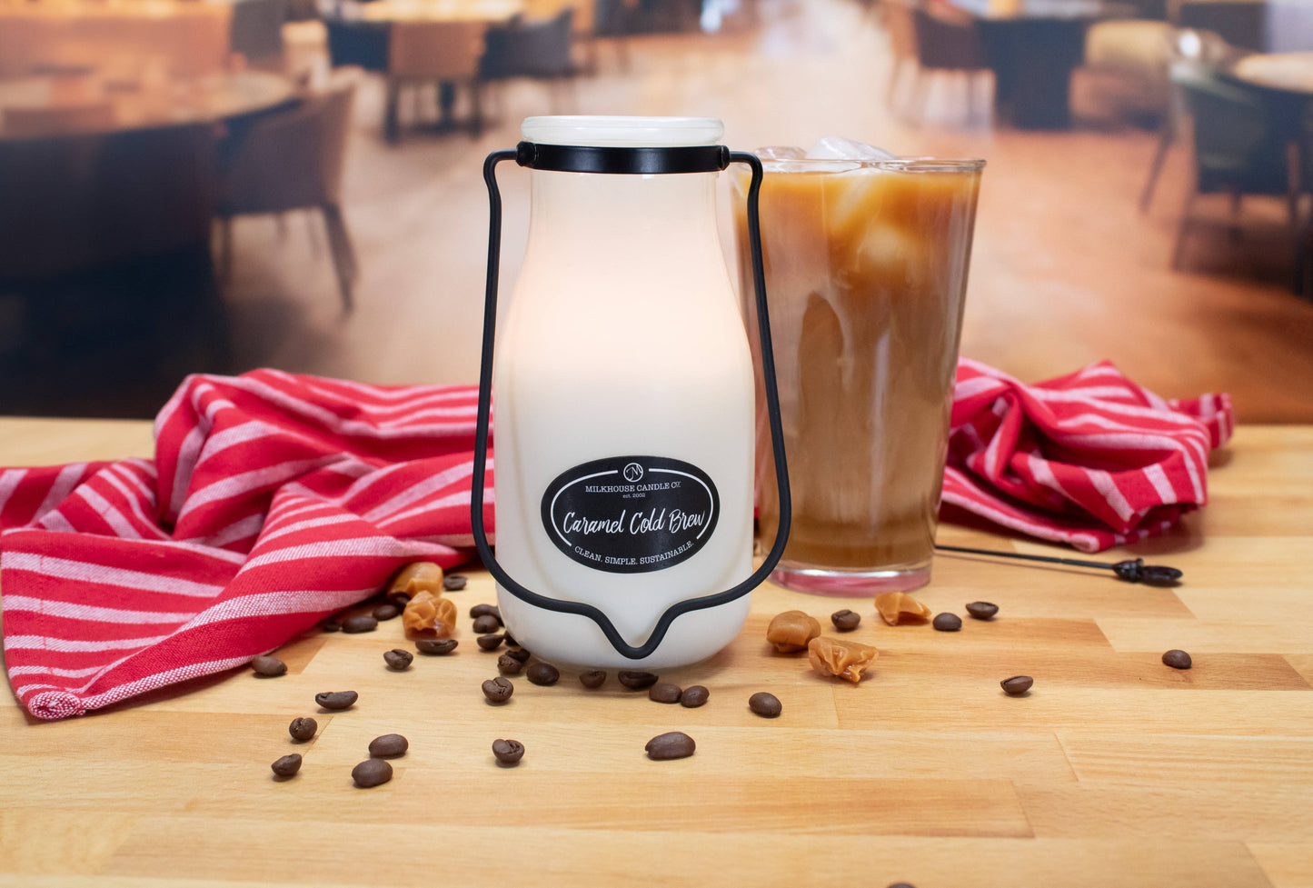 Milkhouse Candle Company - 14 oz Milkbottle Candle: Caramel Cold Brew